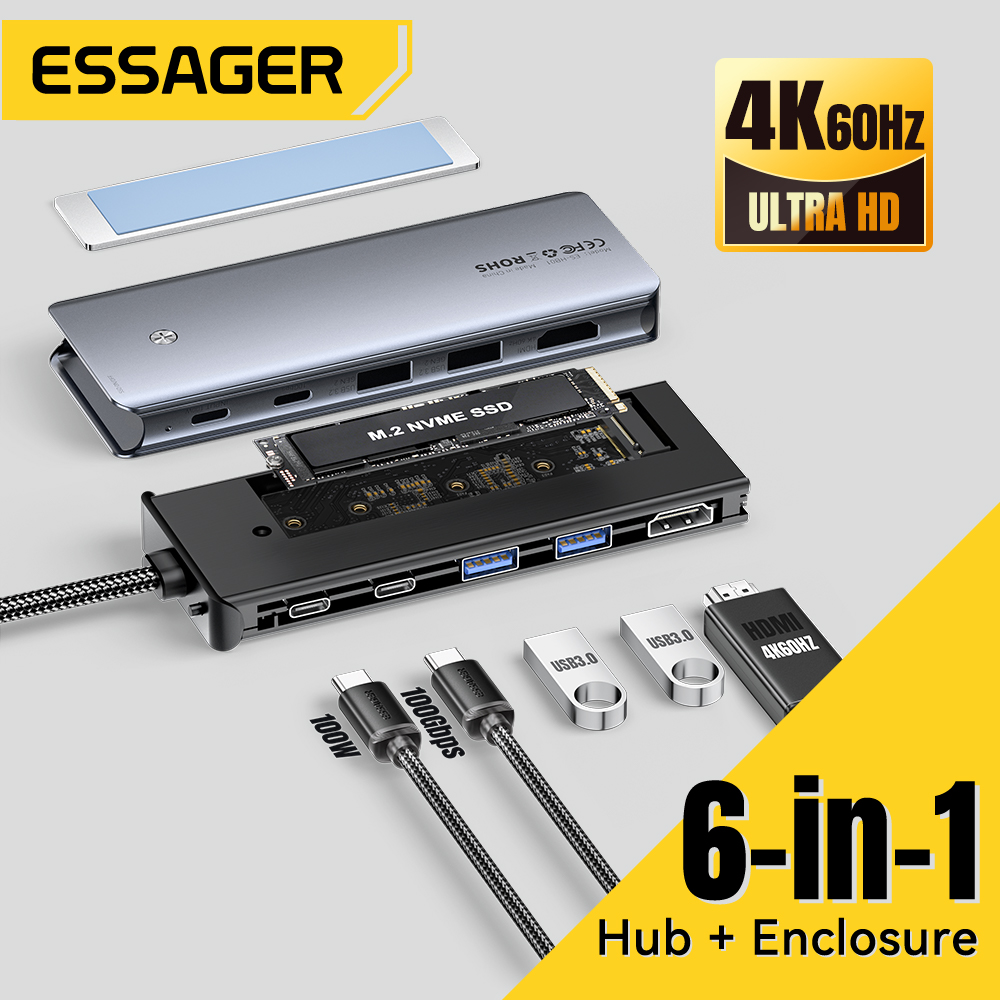 Usb Hub Type C - Essager USB C Hub مع M.2