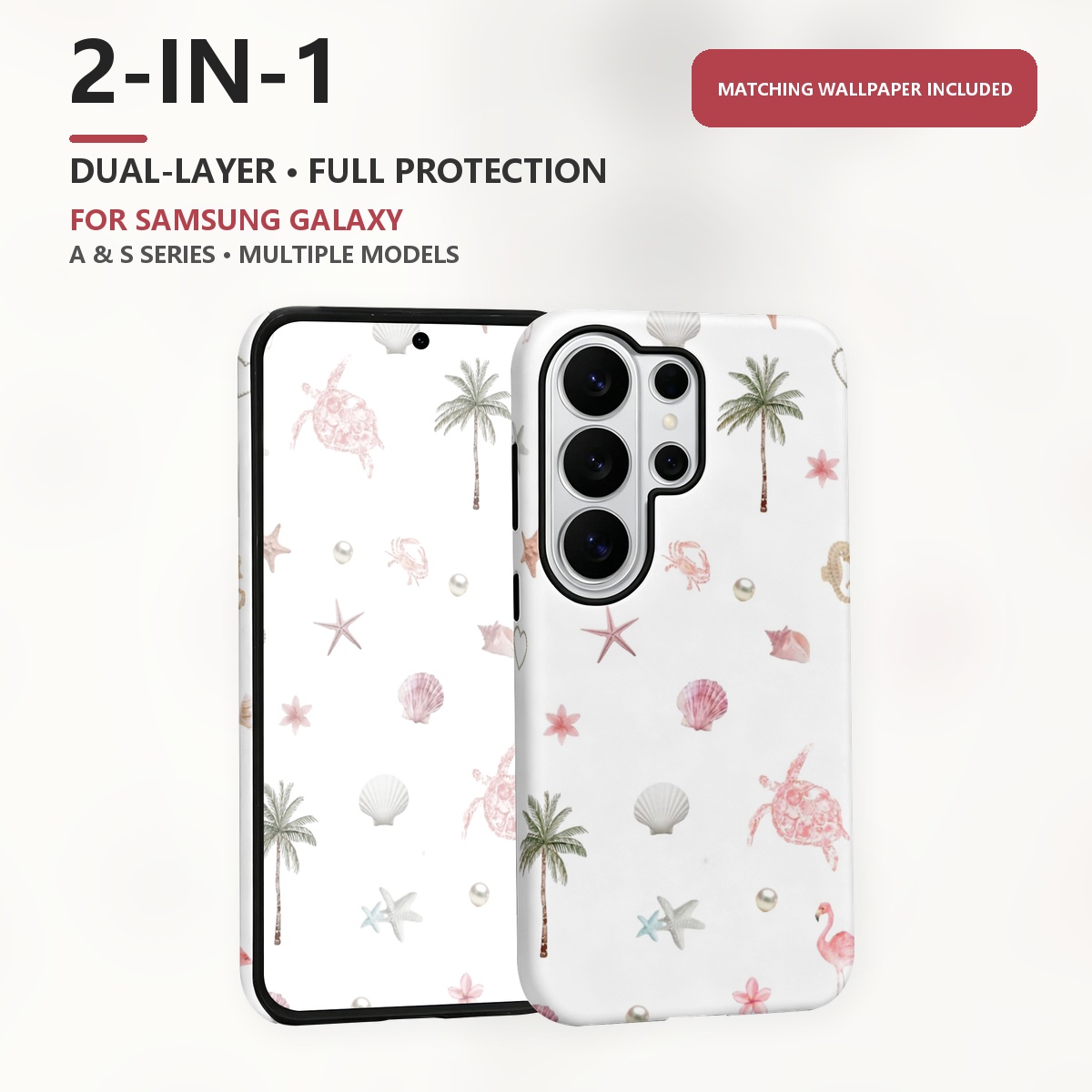 Samsung Galaxy S24 - فلامنكو و سلحفاة وردي 2-in-1 طبقتان