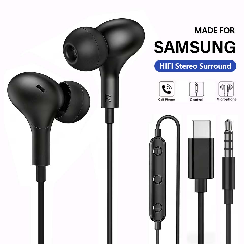 Wired Earphone Lightning - سماعات أذن USB-C لسامسونج جالاكسي S24